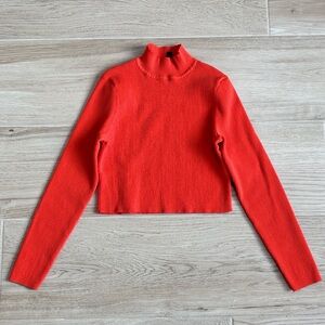 H&M Divided Orange Mock Neck Cropped Sweater Medium